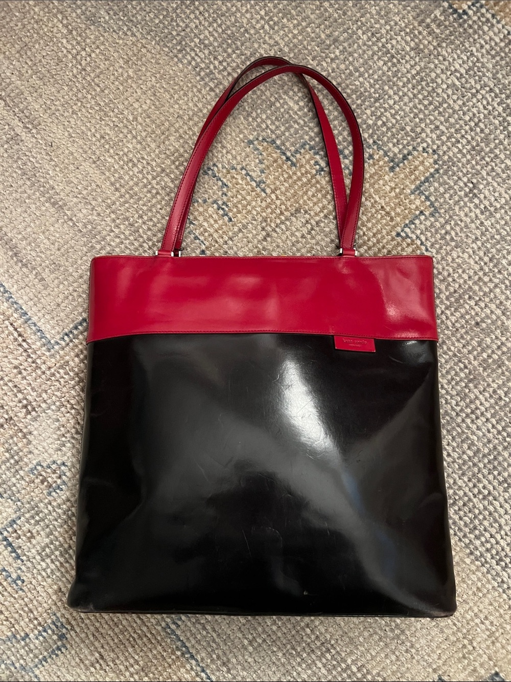 Vintage kate spade Black and Red Leather Tote